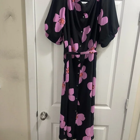 NWT- Kate Spade Black Dress with Pink Floral Design - Picture 8 of 12